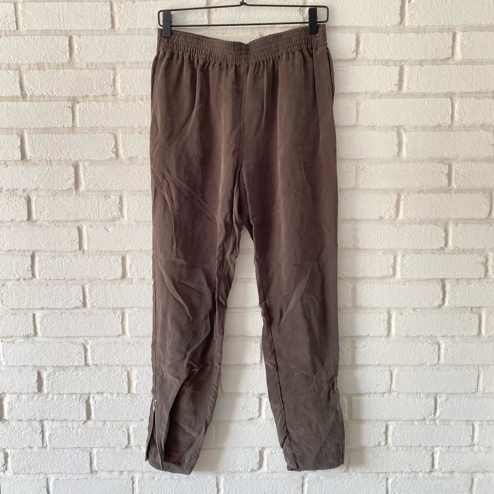Enza Costa Gray Cupro Side Zip Elastic Waist Slim Pants Women’s Size 0